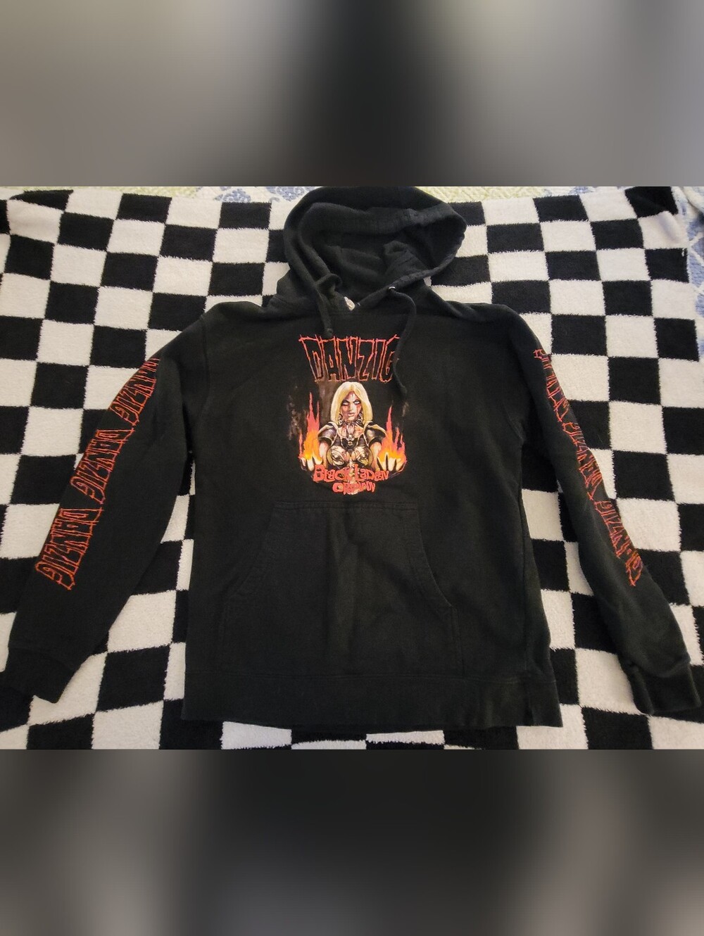 DANZIG BLACK LADEN CROWN HOODIE, SIZE M